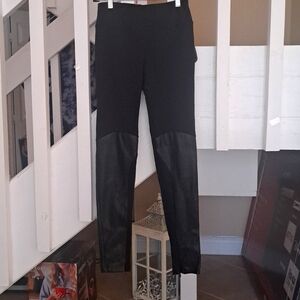 Anatomie Black Fleece Lined  Pull On  Legging, Faux Leather Panel & Zip ankle